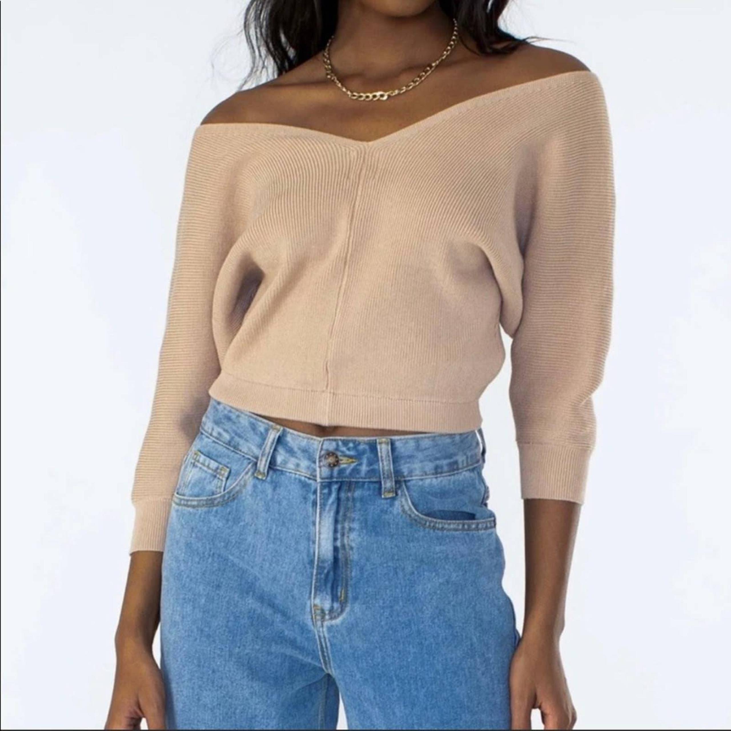 Princess Polly women’s love more nude knit v neck casual top size small/medium