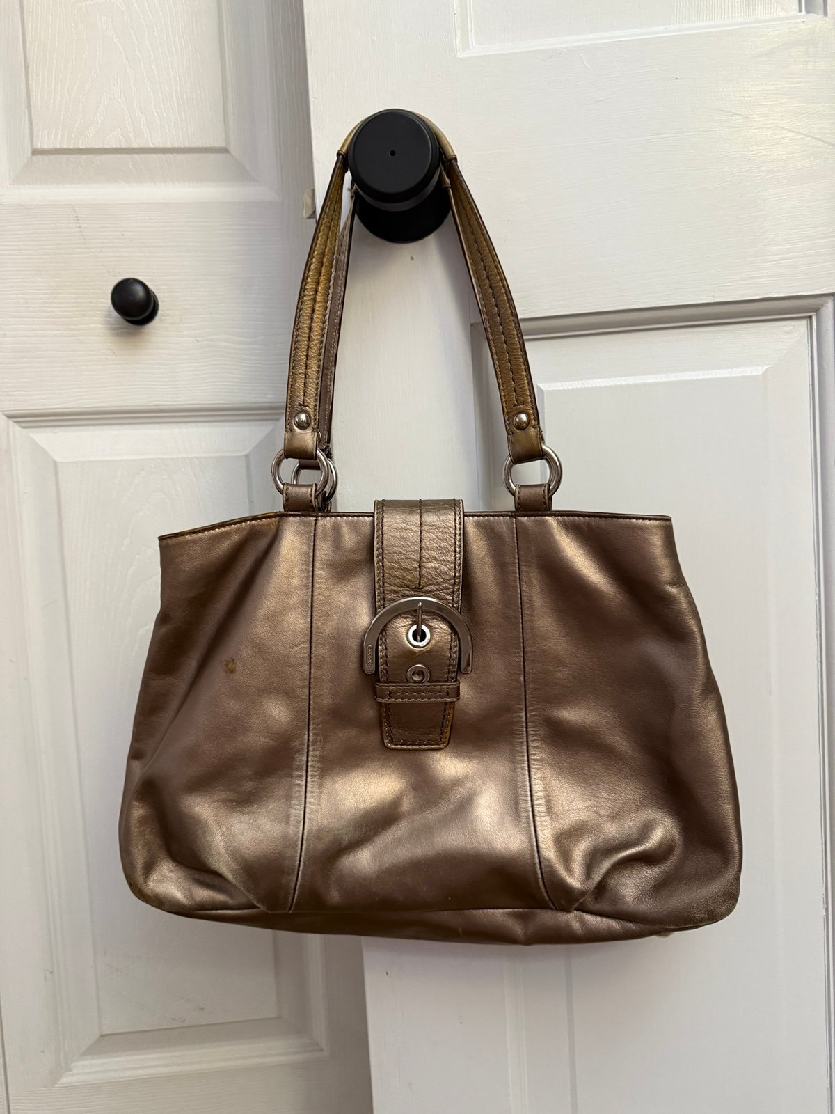 Vintage Coach Bronze Retro Soho East West Leather Shoulder Handbag