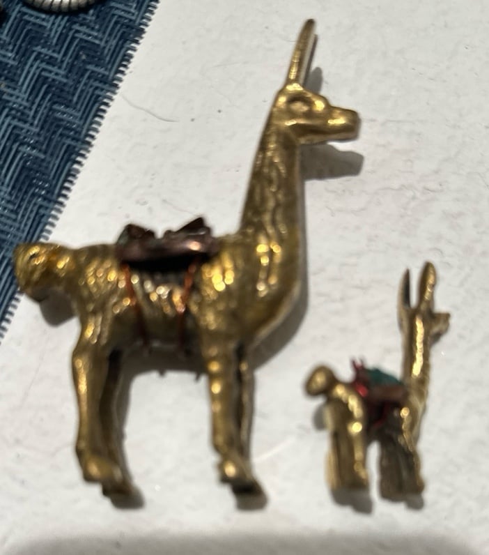 vintage brass llamas figures set of two.
