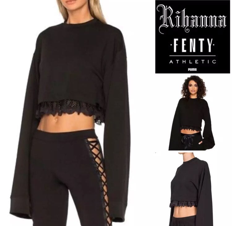 Fenty X Puma Black Sweatshirt Lace Top M