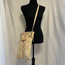 Maurizio Taiuti Leather Python Print Crossbody Bag with Adjustable Strap 14”x9”