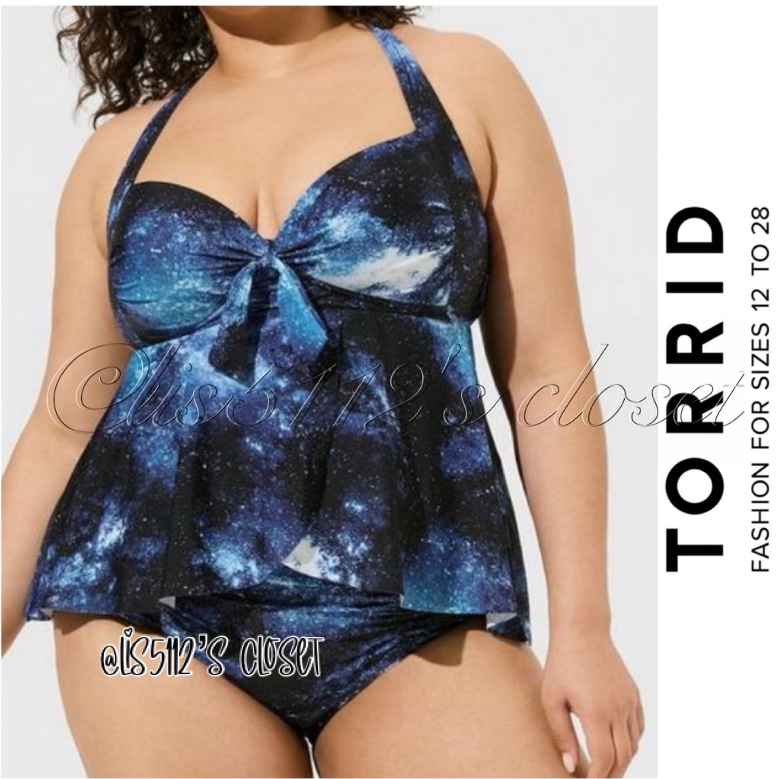 Torrid Bright Galaxy Wireless Babydoll Tankini Top & Bottoms Swimsuit SET 1X