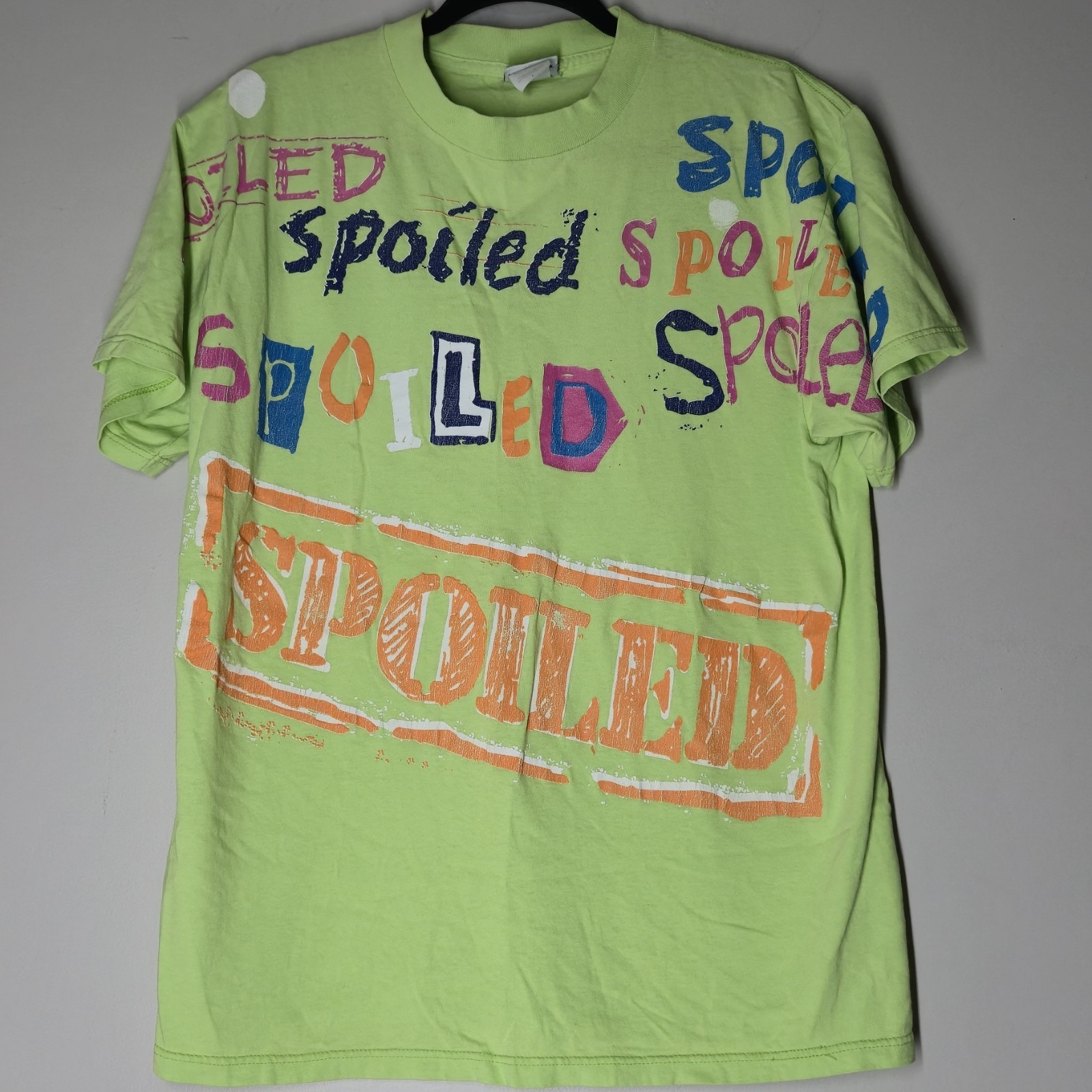 Vintage 90s Spoiled Neon Mens Large Surf Grunge Skate T Shirt All Over Print