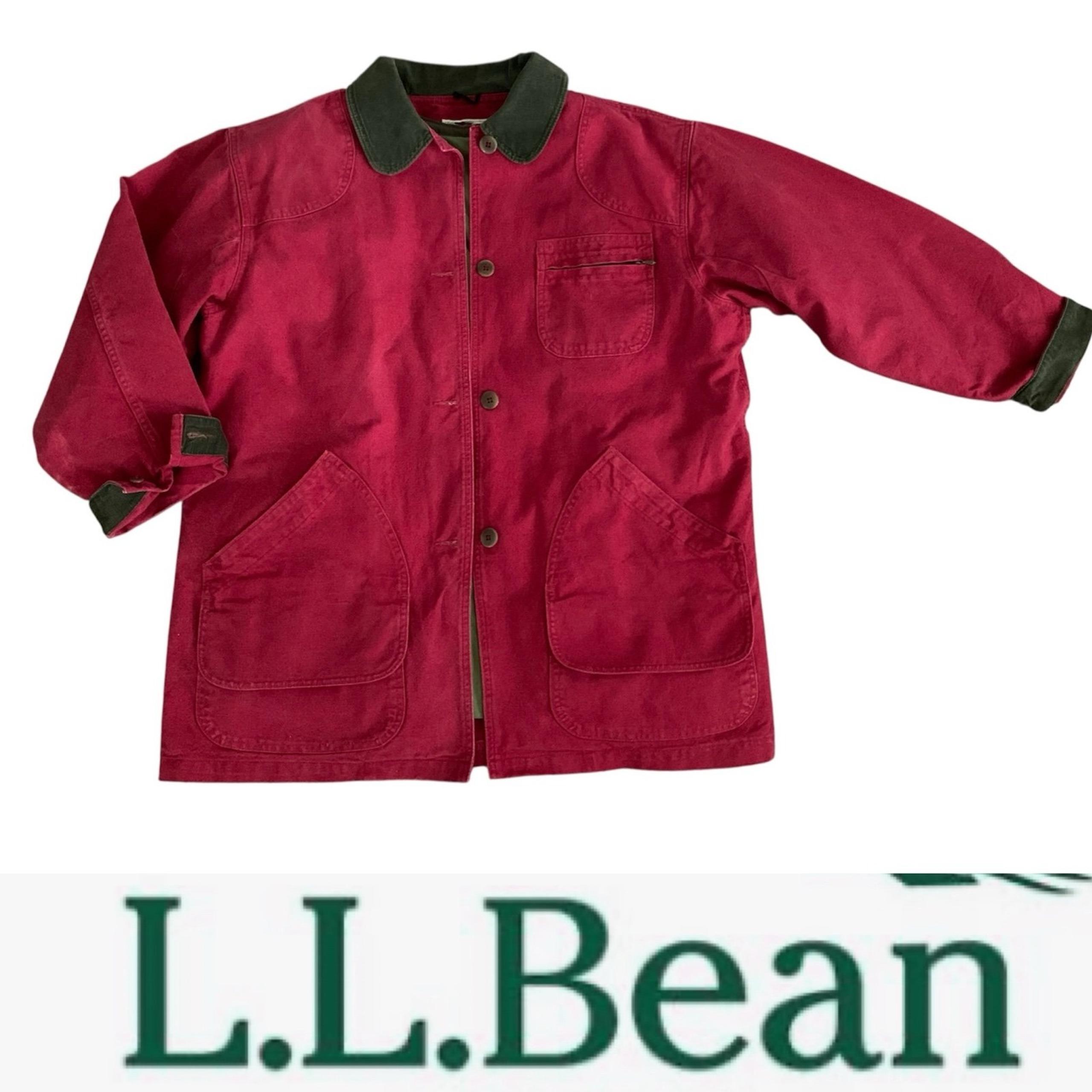 Vintage L.L. Bean Canvas Chore Field Barn Jacket RED - Duck Hunting ~