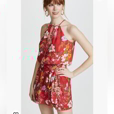 Parker Larissa Mini Dress Sz Small Red Sangria Floral