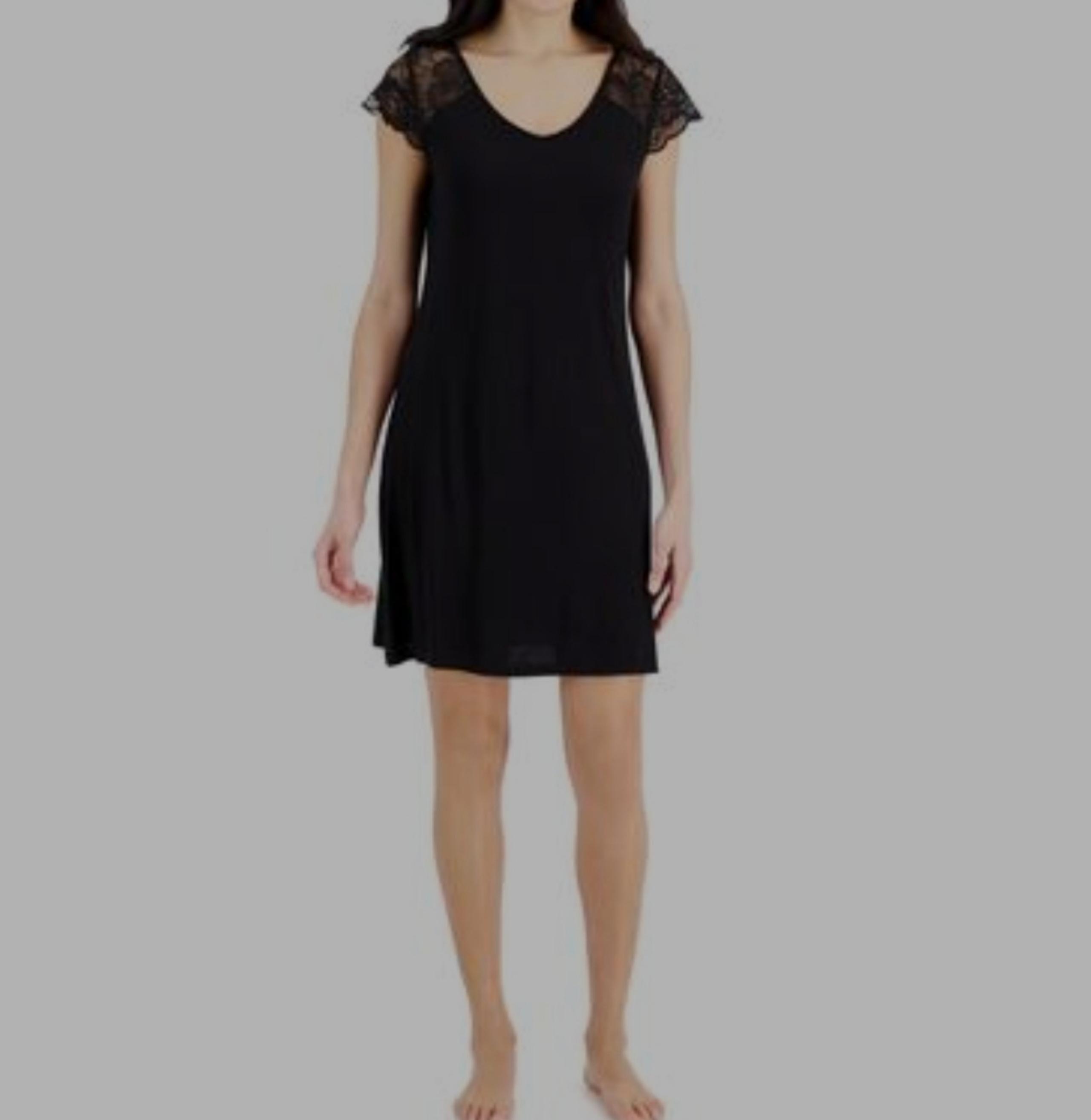 Charter Club Women's Lace-Trim Chemise Nightgown XS Black
