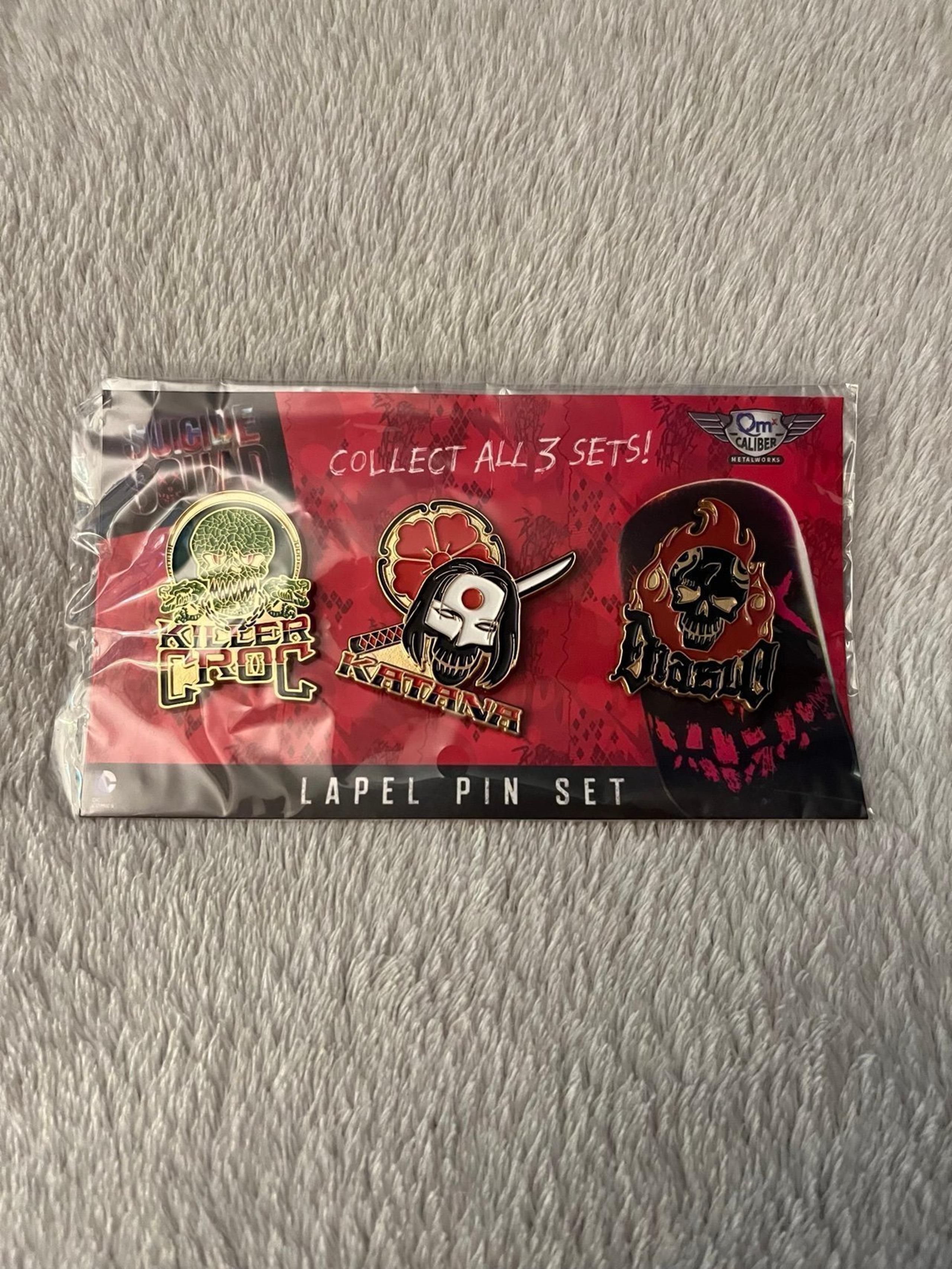 In squad we trust, Geek Fuel Exclusive. Suicide Squad pin set. Set of 3