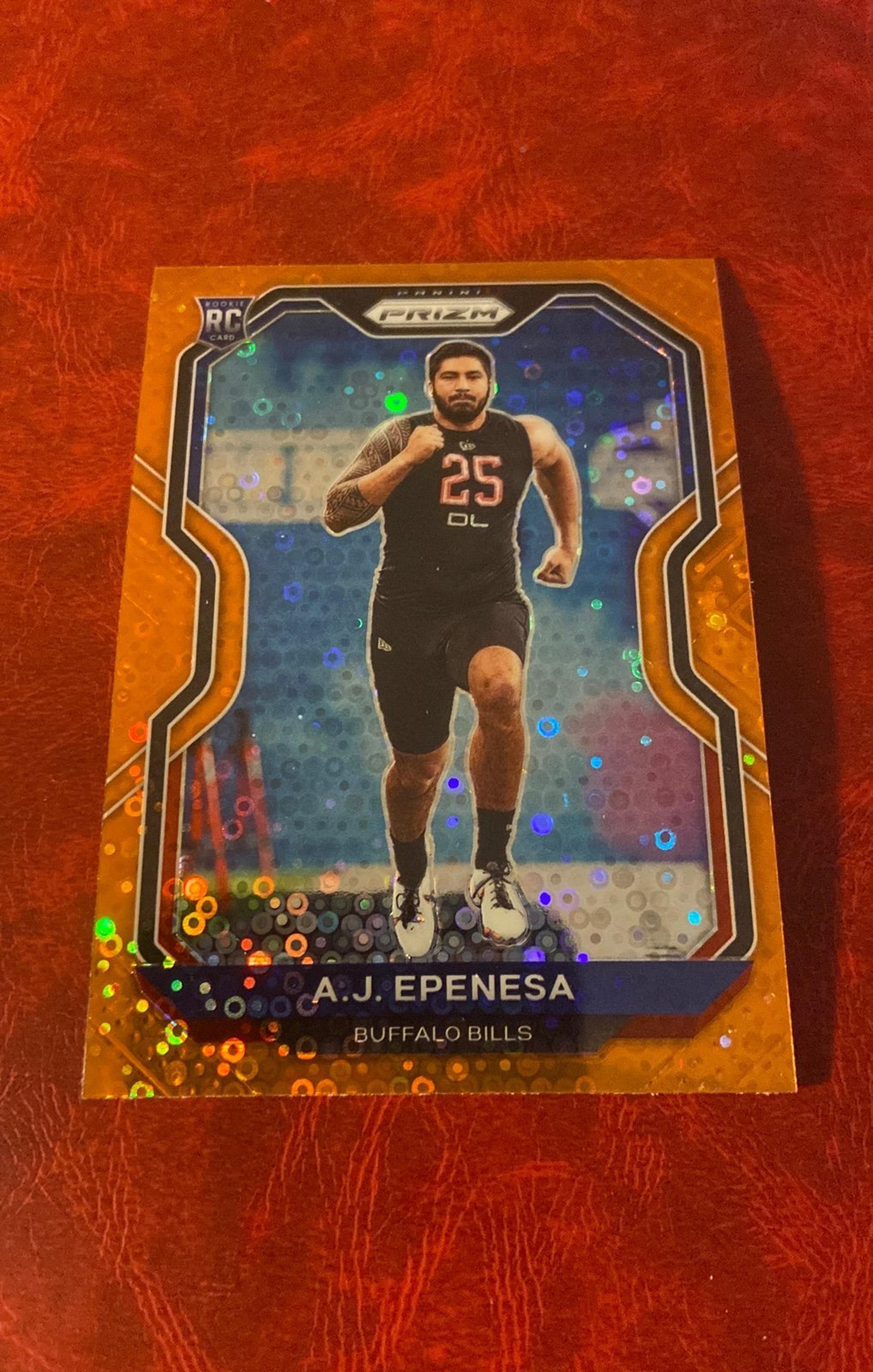 AJ EPENESA 2020 ORANGE DISCO PRIZM 313 RC ROOKIE NFL BUFFALO BILLS IOWA HAWKEYES