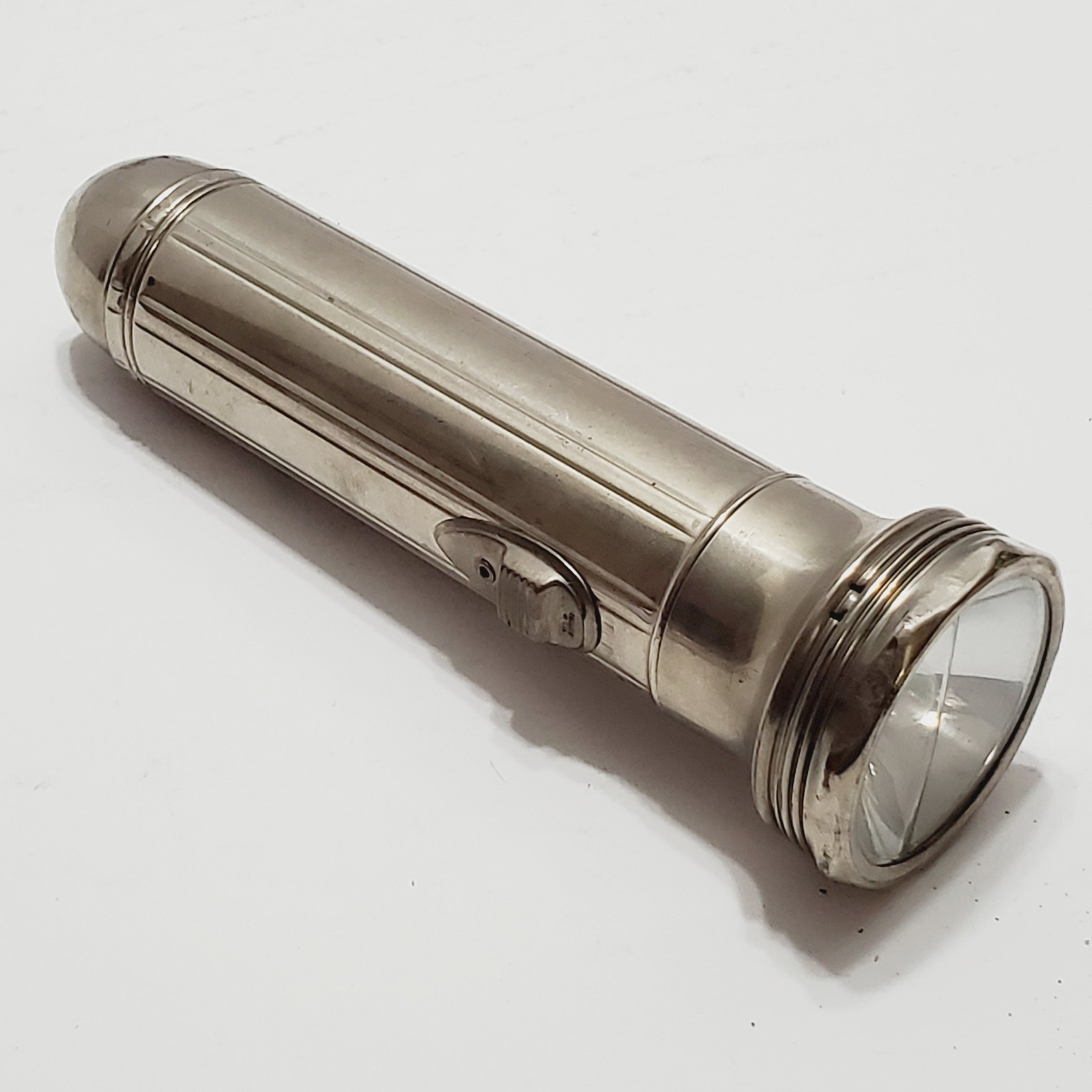 Art Deco Flashlight Bullet Shaped Aluminum 7 inches