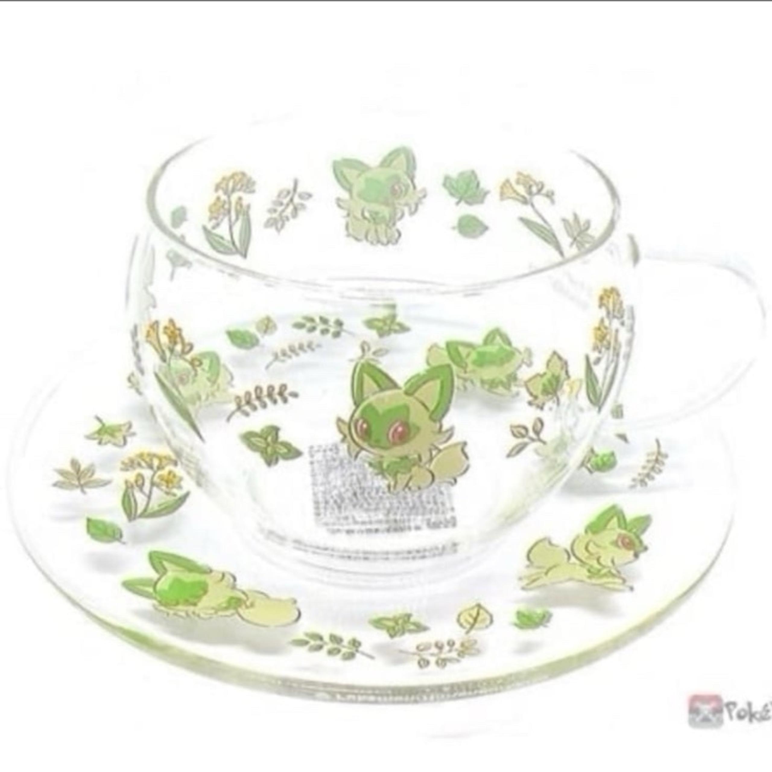 Pokemon Center Sprigatito Scarlet Violet Glass Tea Cup Mug Japan