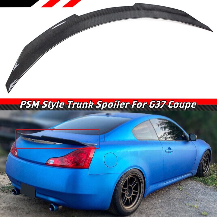 NEW 2008-2015 INFINITI G37 2DR V2 HIGH KICK Real Carbon Fiber Trunk Spoiler