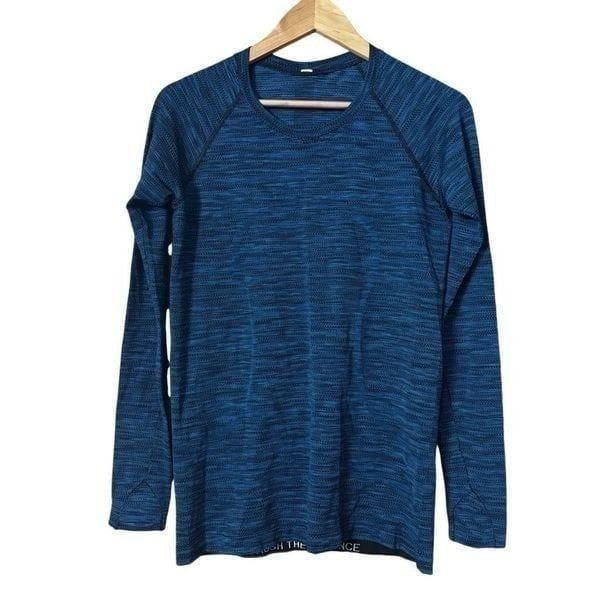 LULULEMON Swiftly Tech Long Sleeve Top Crew Running Heathered Blue size 10