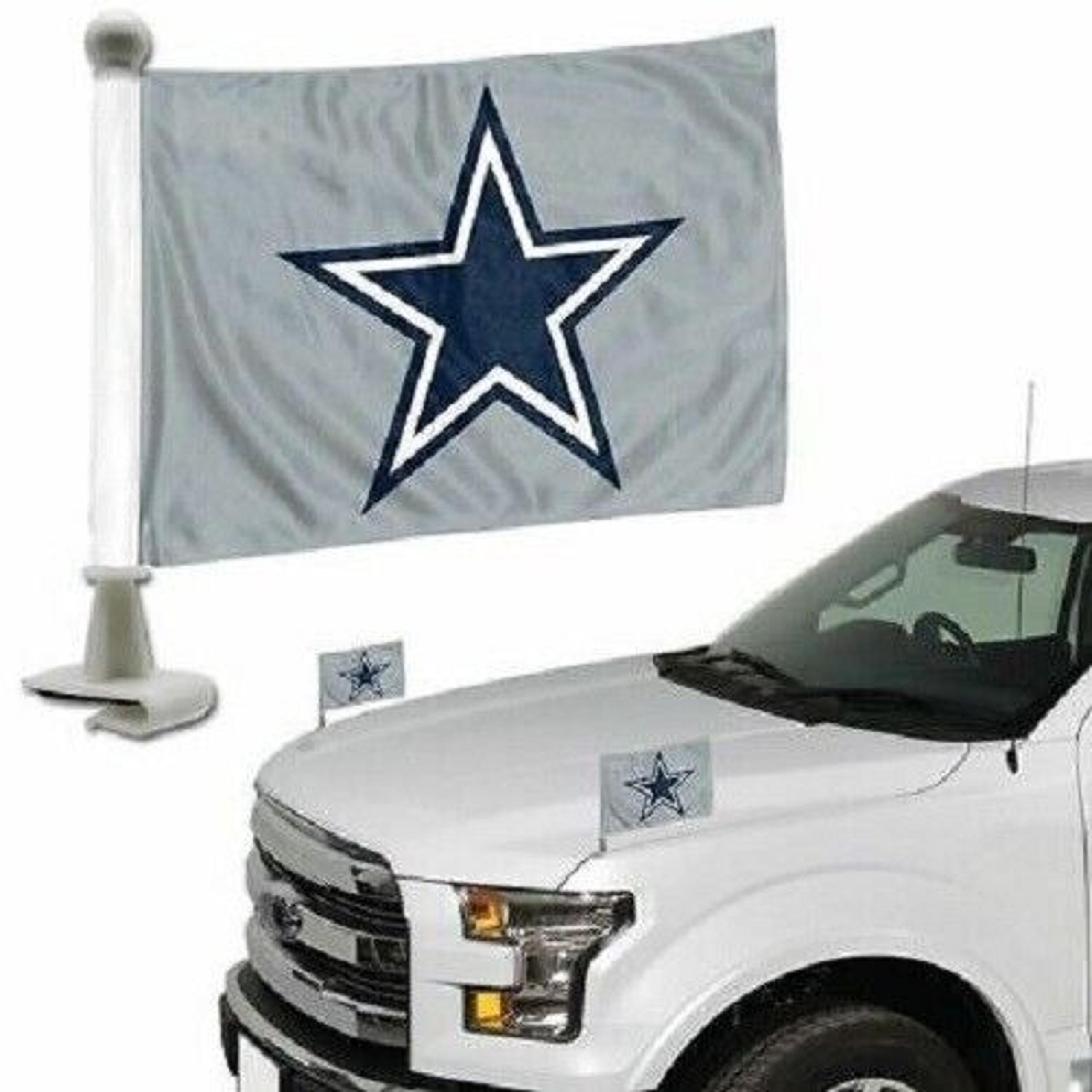 NFL Dallas Cowboys 6" tall Ambassador Hood or Trunk Car Flags Size 4"x6" 2 Pack