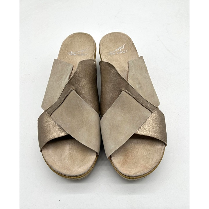 Dansko Sandals Womens Miri Crisscross Slides Platform Open Toe Sand Leather 38