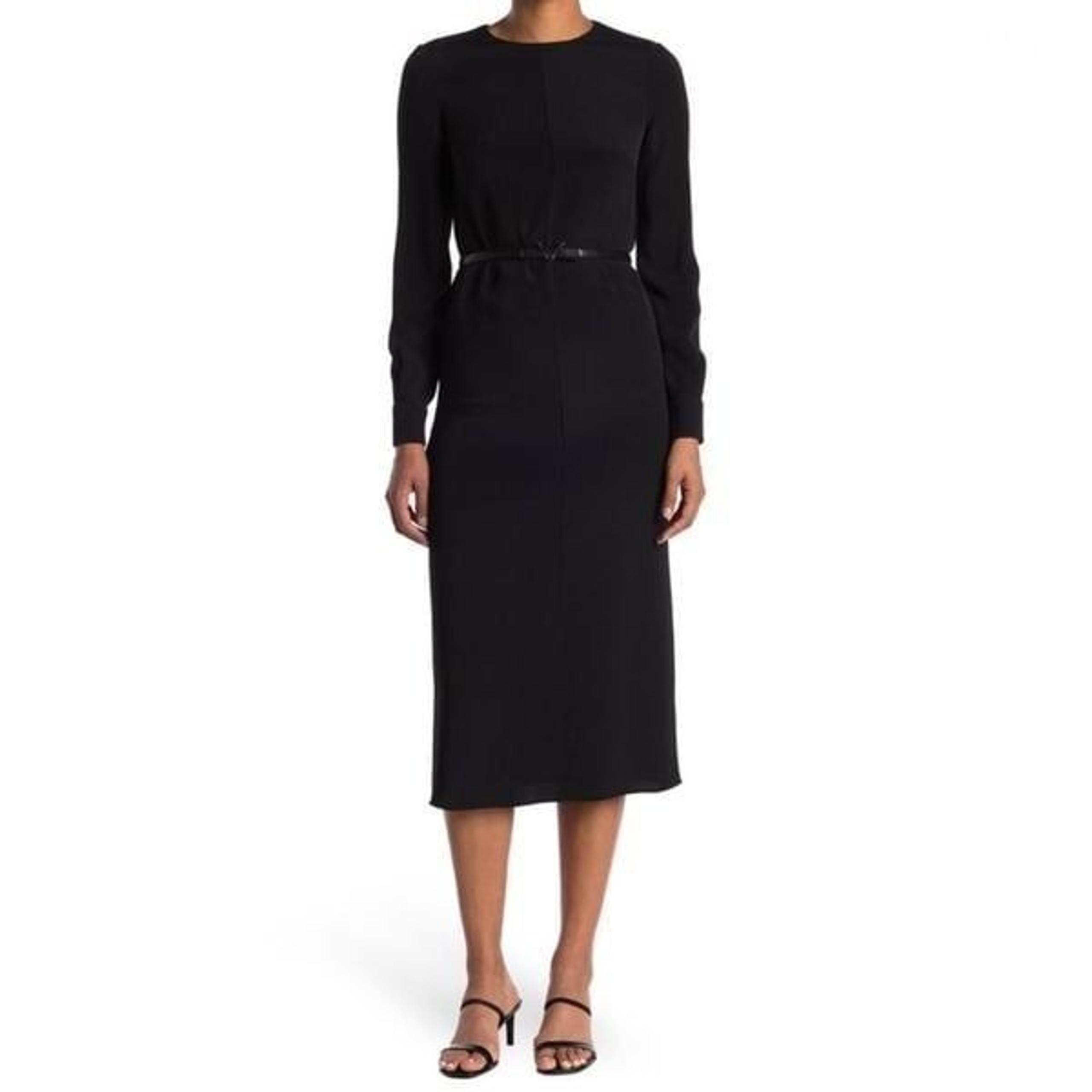 Valentino Midi Dress Women’s Black 40 Small Couture Business Sheath Silk LBD Coc