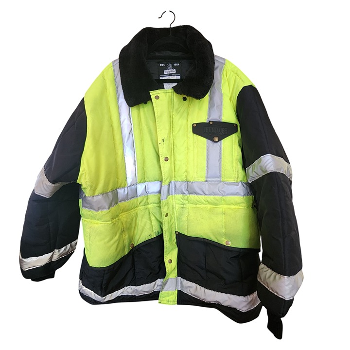 RefrigiWear Mens 4XL High-Visibility Insulated Safety Jacket W/ Reflective Strip
