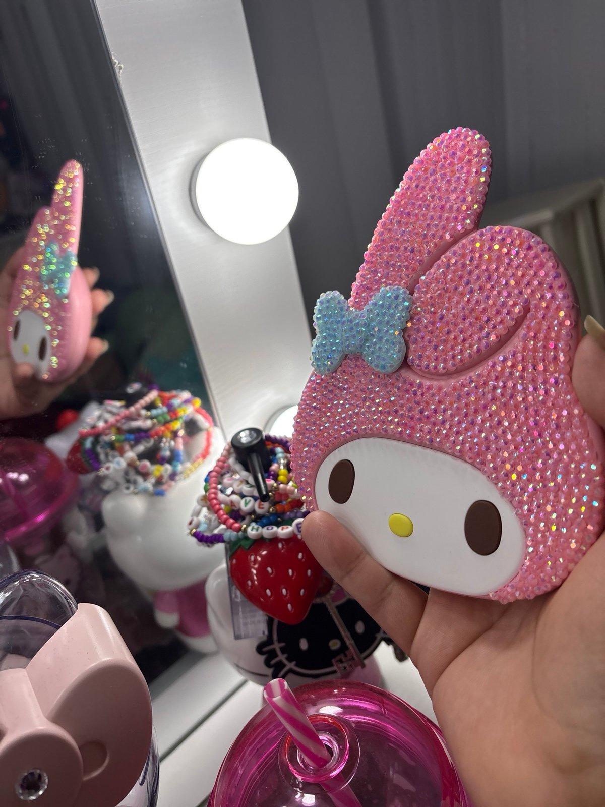 My melody led compact mirror with rhinestones beautiful finished