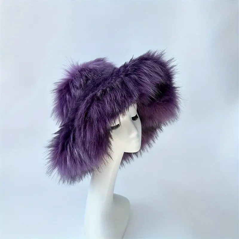 Plush Warm Bucket Hat, Personality Windproof Thick Winter Fluffy Hat, Punk Y2k S