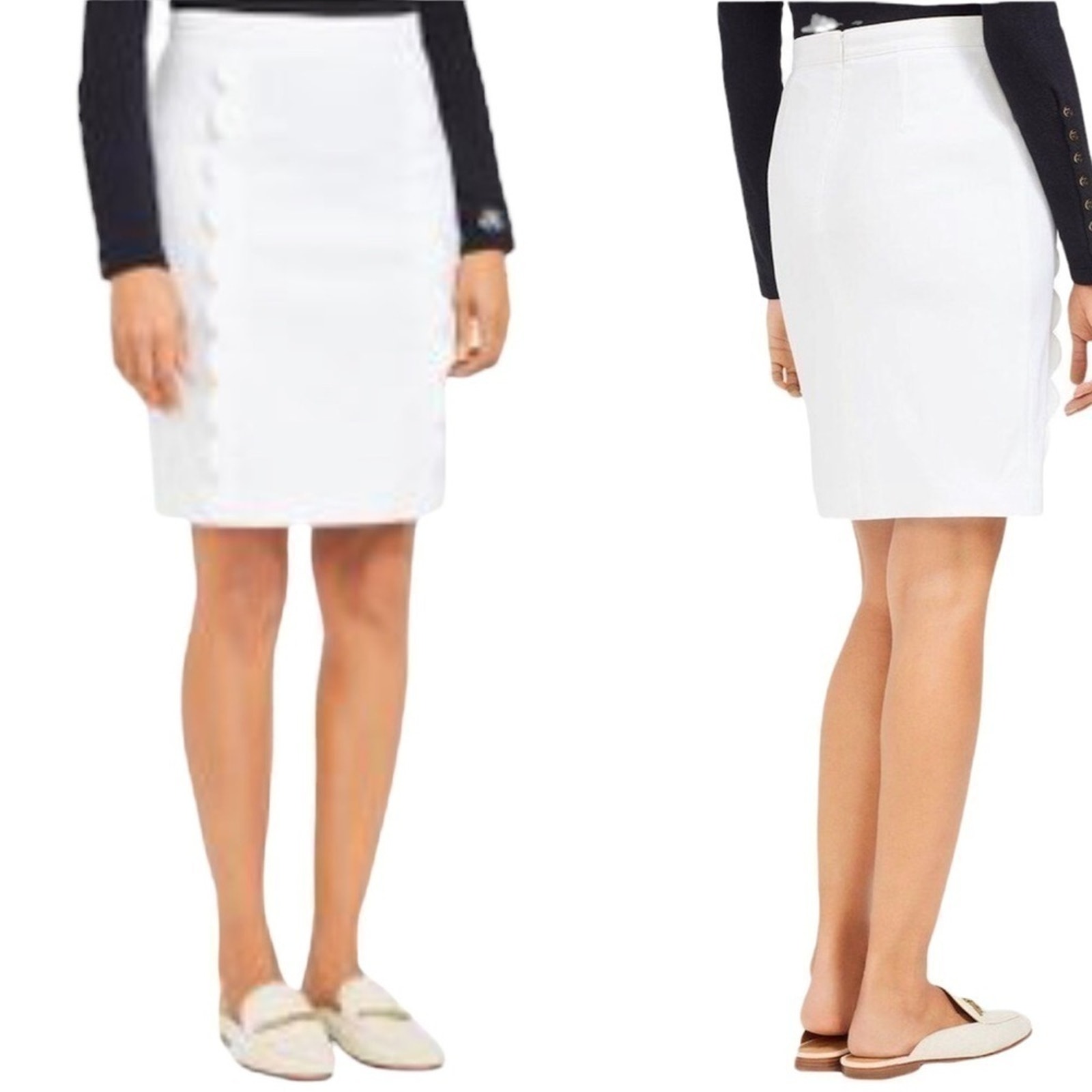J.McLaughlin Winnie Scallop White Skirt, New with Tags