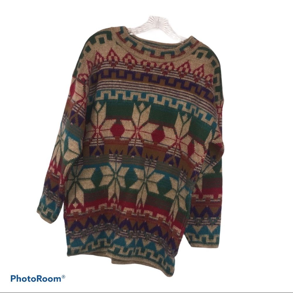 Needles & Yarn Vintage Chunky Snowflake Sweater L