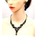 Black Crystal Necklace Earrings Bracelet Ring Bridal Wedding Party Jewelry Set