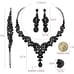 Black Crystal Necklace Earrings Bracelet Ring Bridal Wedding Party Jewelry Set