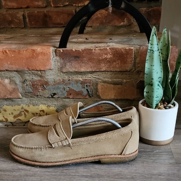 Allen Edmonds Mens Tan Loafers Suede Slip-On Shoes Size 12D