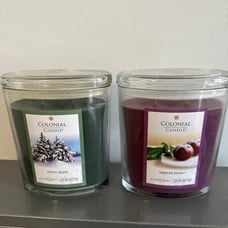 2 Colonial candles 22 oz oval glass new candles