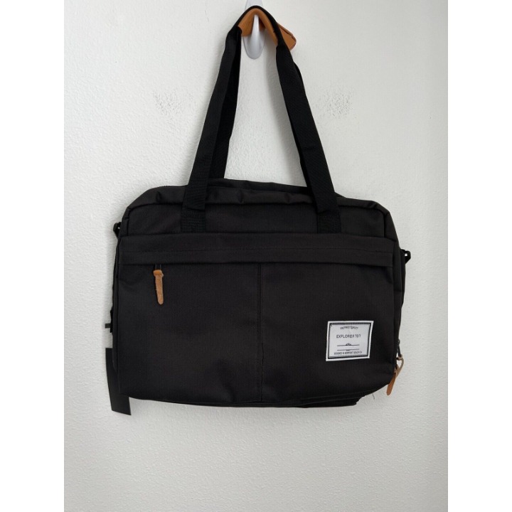 Explorer 707 Newport Beach Black Laptop Messenger Bag w/ Blue Pinstripe Liner