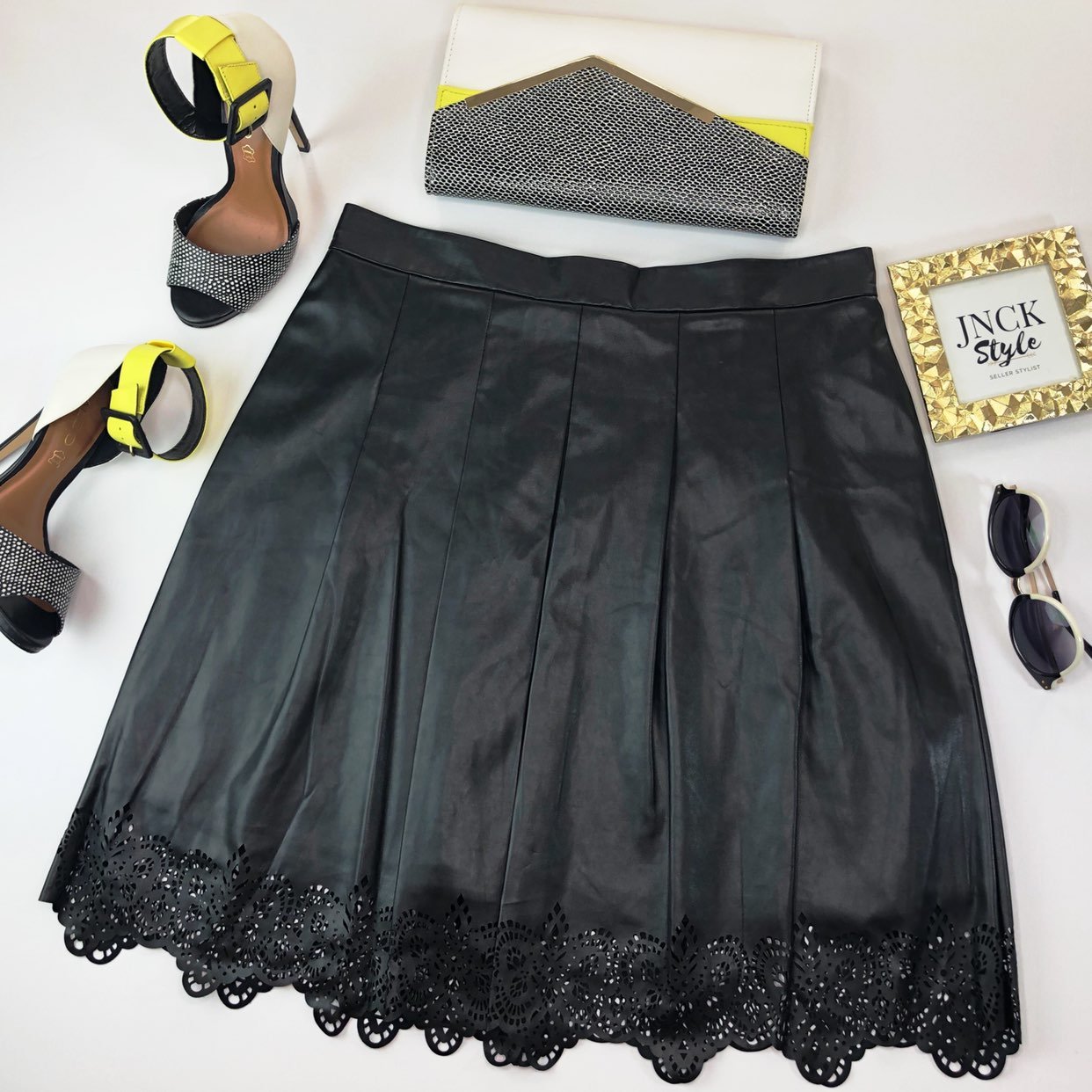 J. McLaughlin Faux Leather A-Line Skirt
