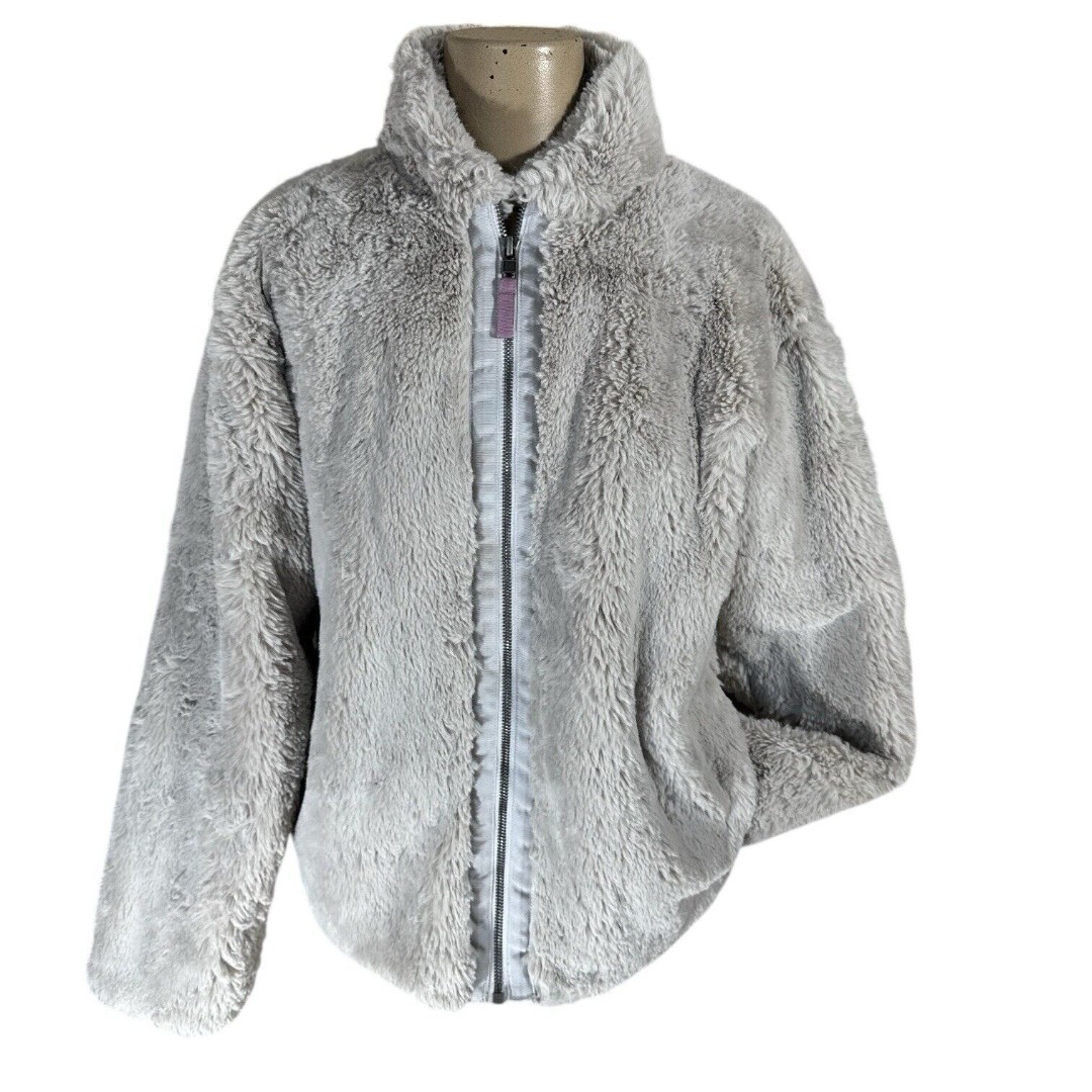Patagonia Girls XXL 16-18 Lunar Frost Jacket Faux Fur Soft Full Zip