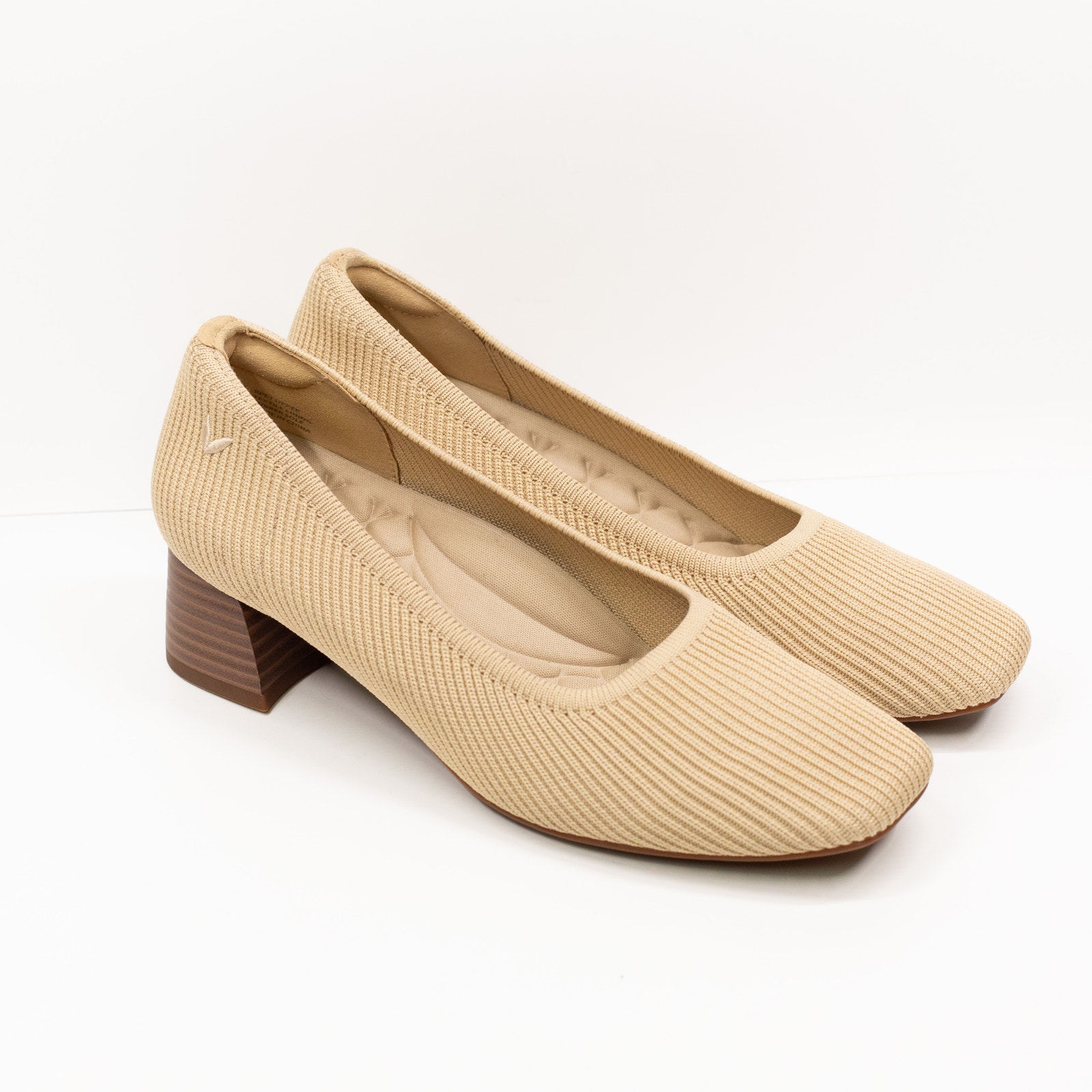 VIVAIA Melody Pro Square Toe Chunky Heels Office Siren Career Work Almond Sz 6