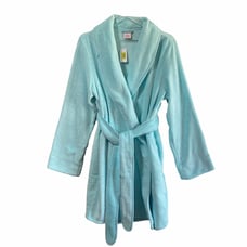 Sleep Sense Aqua Plush Below Knee Length Robe Attached Belt Size Medium