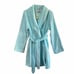 Sleep Sense Aqua Plush Below Knee Length Robe Attached Belt Size Medium