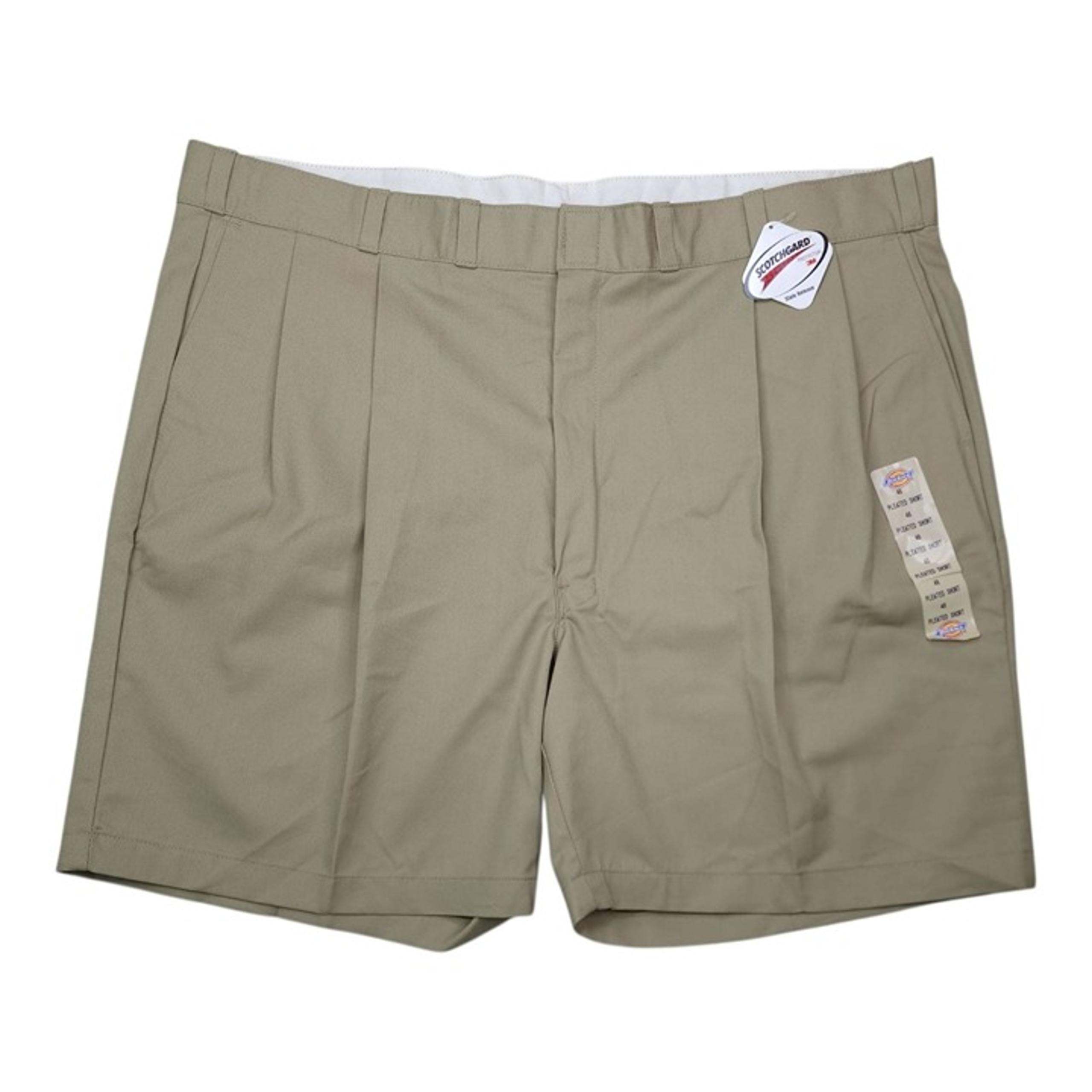 Dickies Mens Pleated Front Easy Care Shorts 48 Classic Work Stain Release Khaki