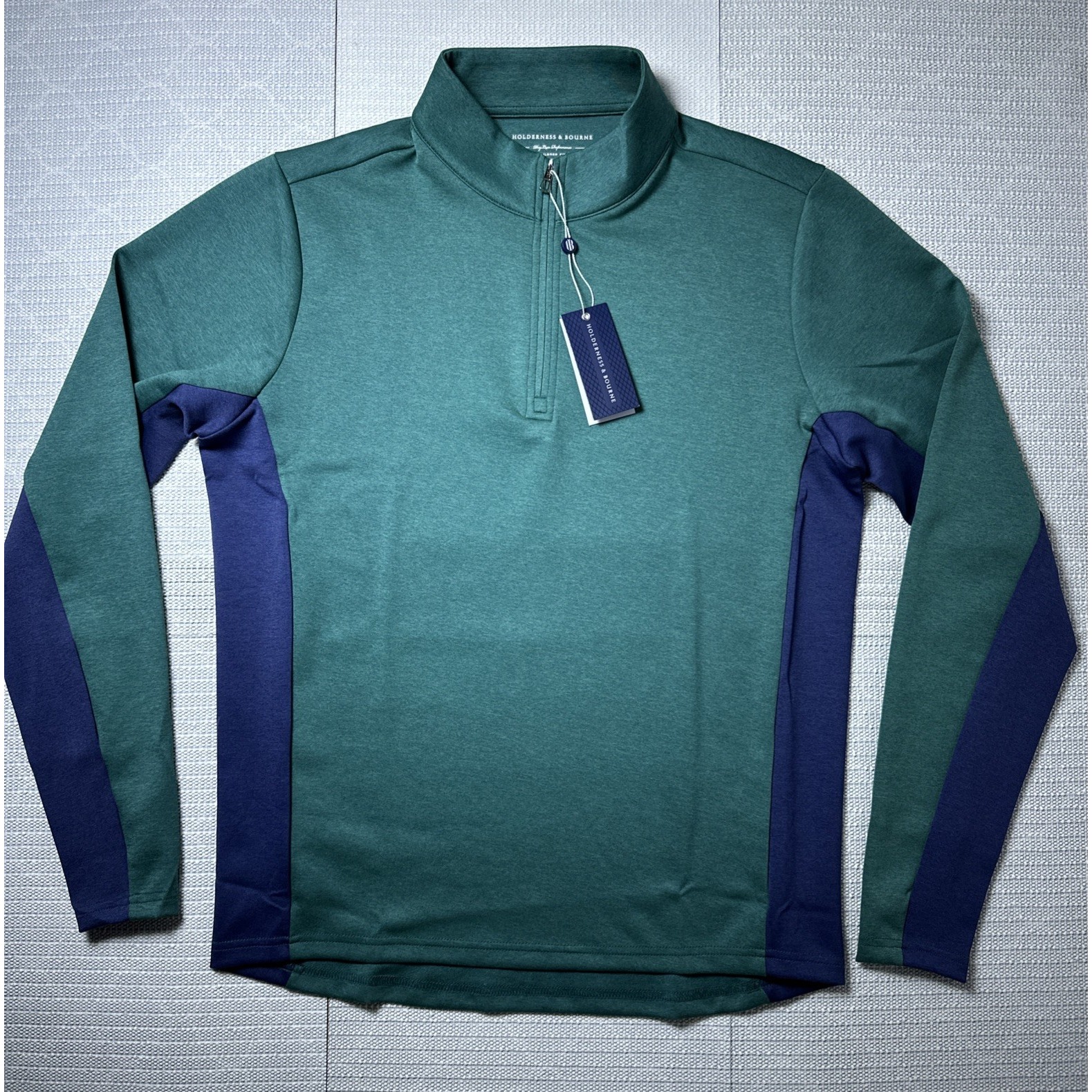 Holderness Bourne Dry Luxe Performance 1/4 Zip Tailored Fit Mens Green Small NEW