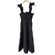 Hill House Home The Nap Dress Womens Size S Black Sleeveless Tiered Dress