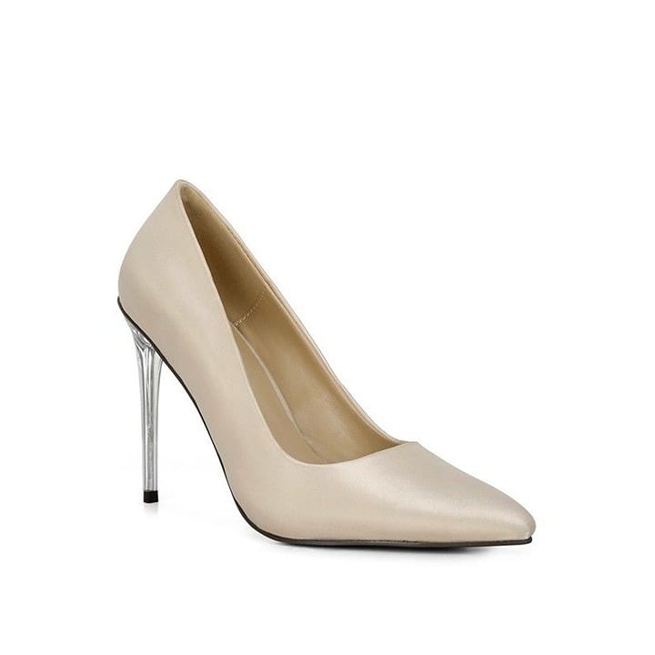 STAKES Black Clear Heel Classic Pump Sandals - Nude 6, 7 ,8 ,9 ,10