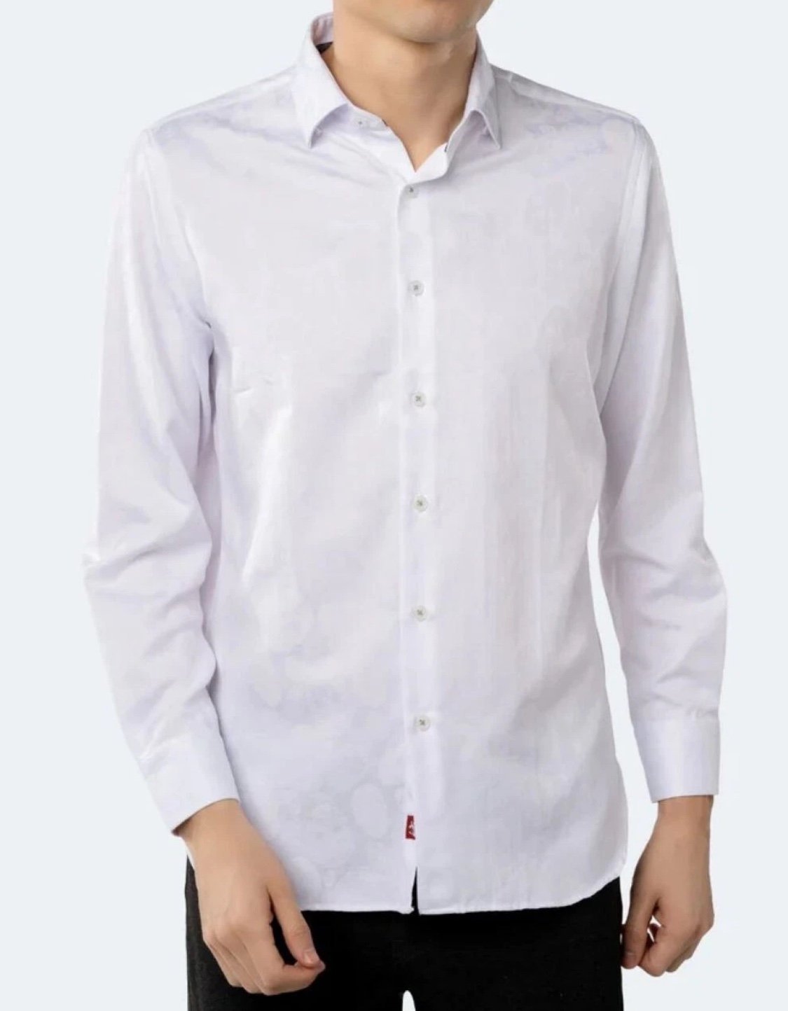 NEW Size M Mens Visconti Long Sleeve Button Down Cotton White on White