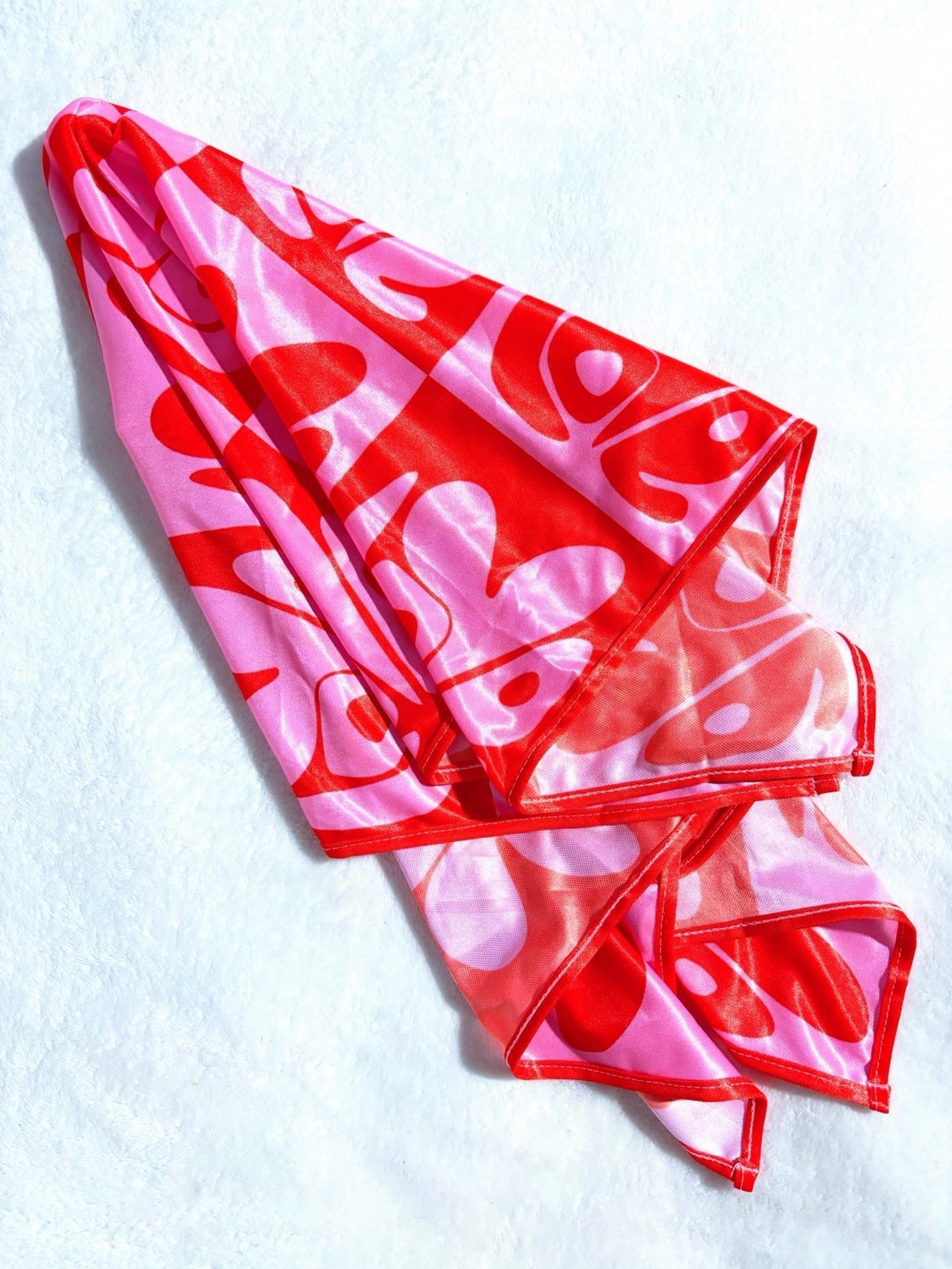 ✨ RETRO 80’s LOVE VINTAGE SCARF PINK RED POLYESTER GROOVY VIBRANT ✨