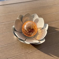 Solar Lights Outdoor Garden, Crackle Globe Glass Lotus Decoration, Waterproof