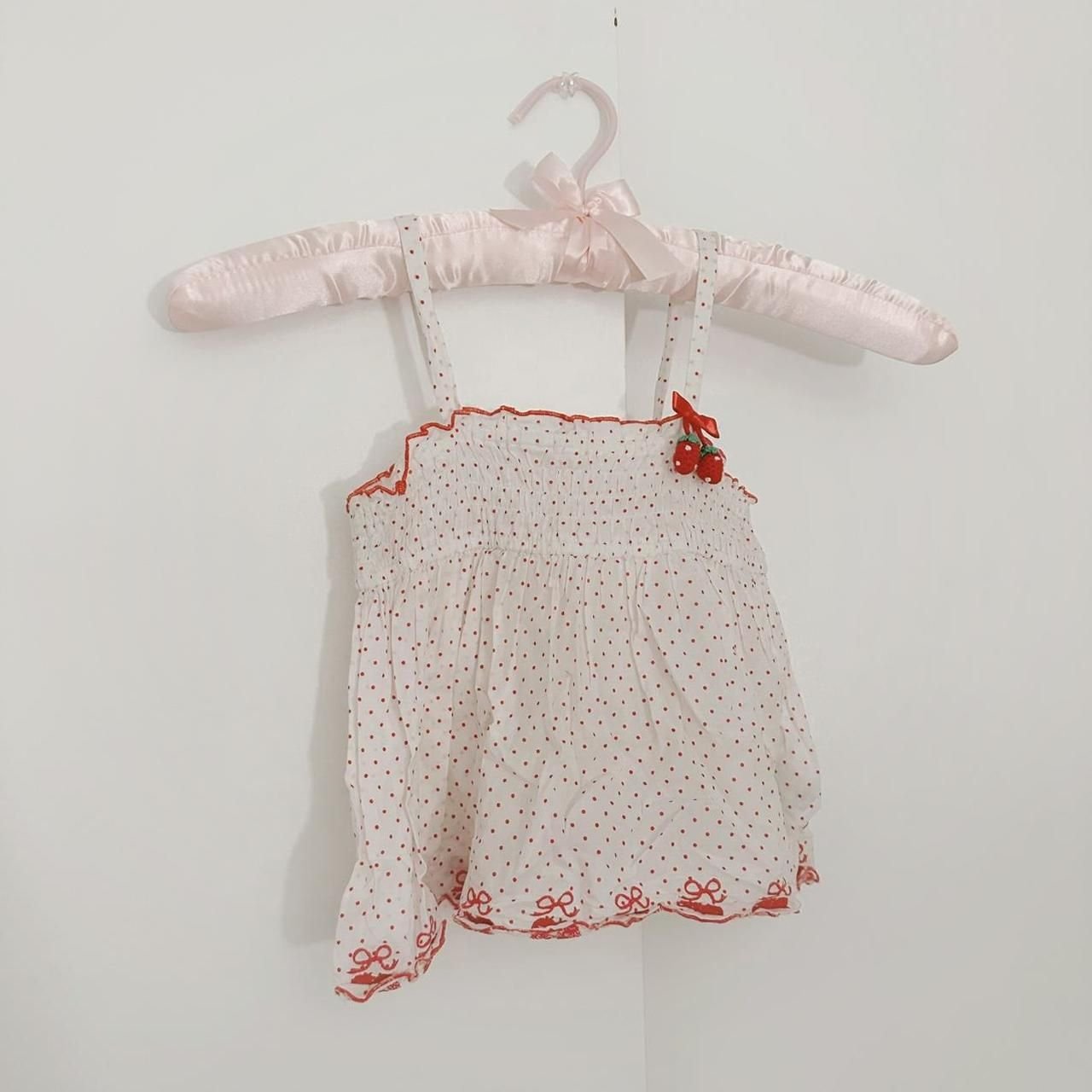 mezzo piano polka dot strawberry bow cami top