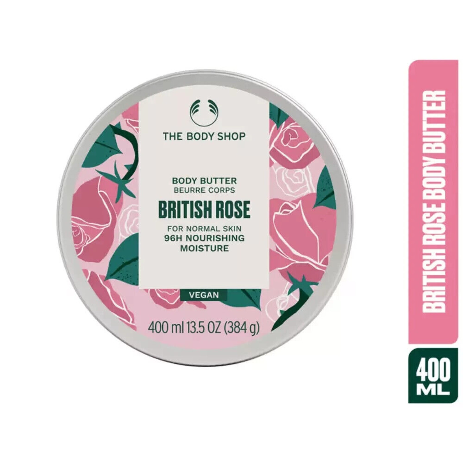 The Body Shop British Rose Body Butter Jumbo Normal Skin Vegan 13.5 oz/ 400 ml