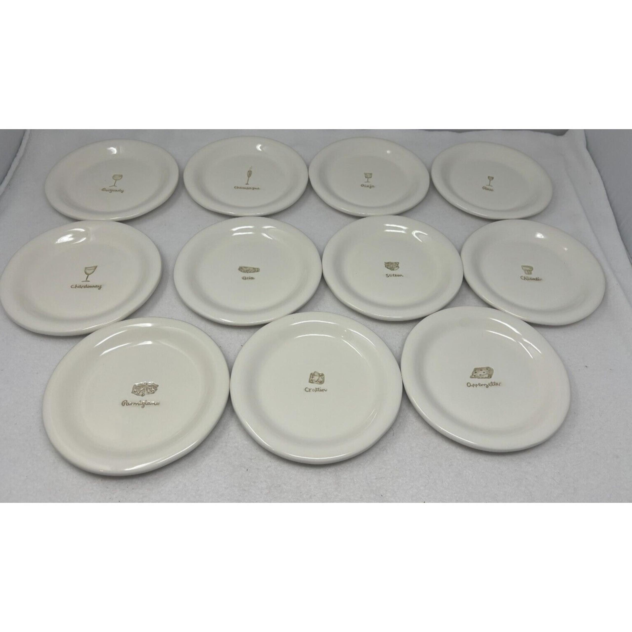 Williams Sonoma Appetizer Plates Cheese & Wine Series Embossed (Set Of 11)
