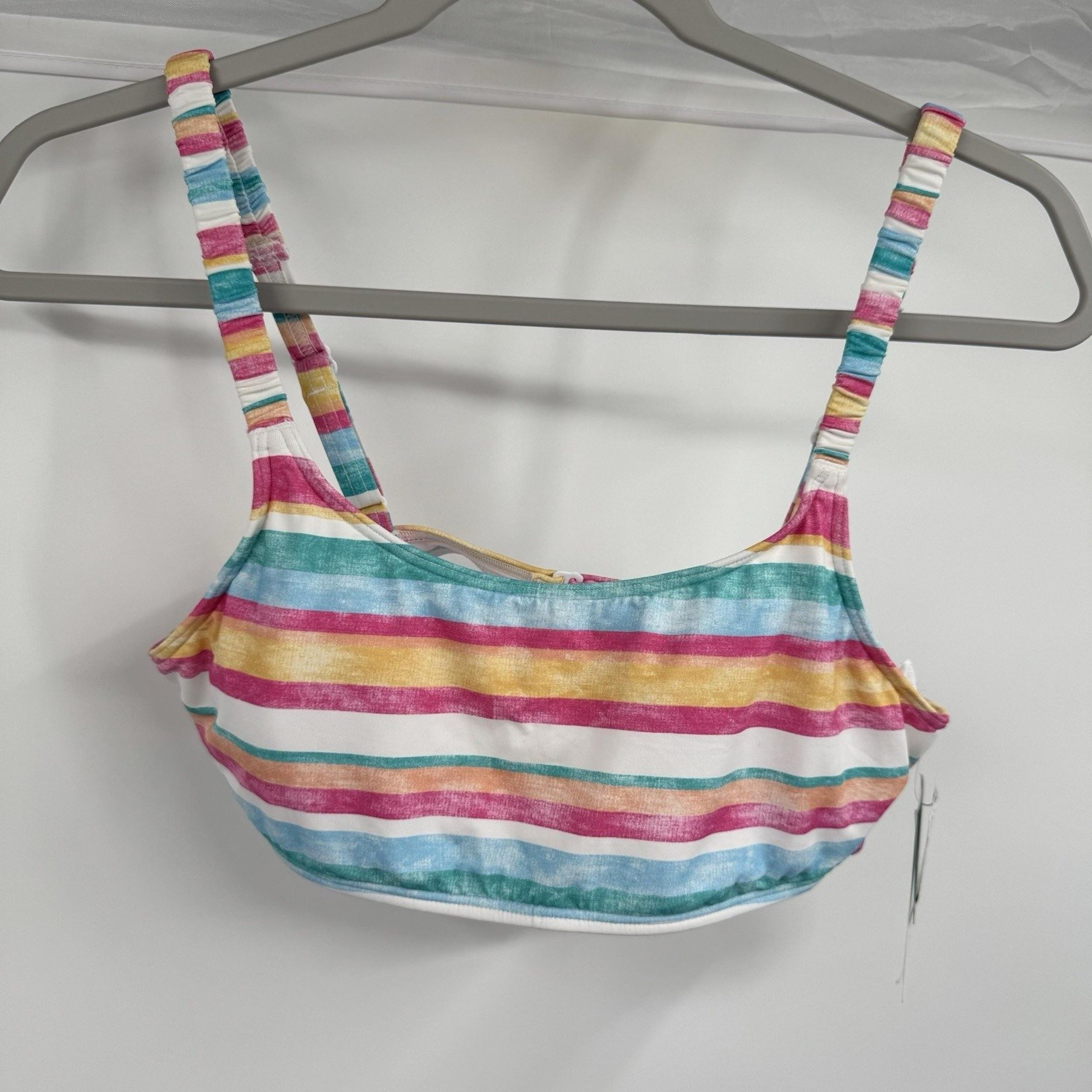 Roxy Island in the Sun Bralette Bikini Top Striped Beach Tropical Size Large New