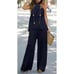 Women Navy Halter Top Wide Leg Pant Set Size M