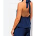 Women Navy Halter Top Wide Leg Pant Set Size M