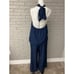 Women Navy Halter Top Wide Leg Pant Set Size M