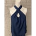 Women Navy Halter Top Wide Leg Pant Set Size M