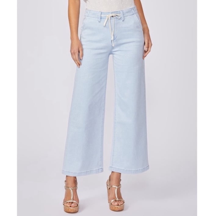 PAIGE Women's Carly High Ankle Length Tie Waist blue